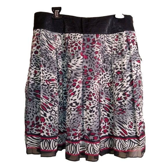 Nicole by Nicole Miller‎ Size 14 Leopard Chiffon Pleated Skirt - Picture 1 of 6